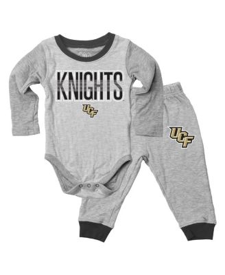 Wes & Willy - Baby Boys and Girls  Heather Gray UCF Knights Jie Jie Long Sleeve Bodysuit Pants Set