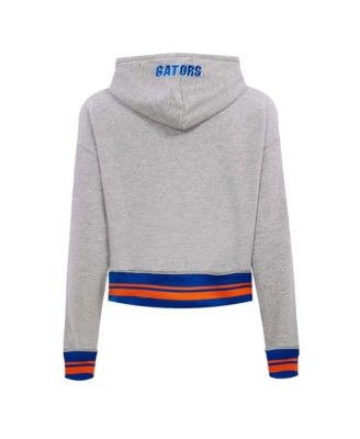 Women's Heather Gray Florida Gators Script Tail Fleece Cropped Pullover Hoodie