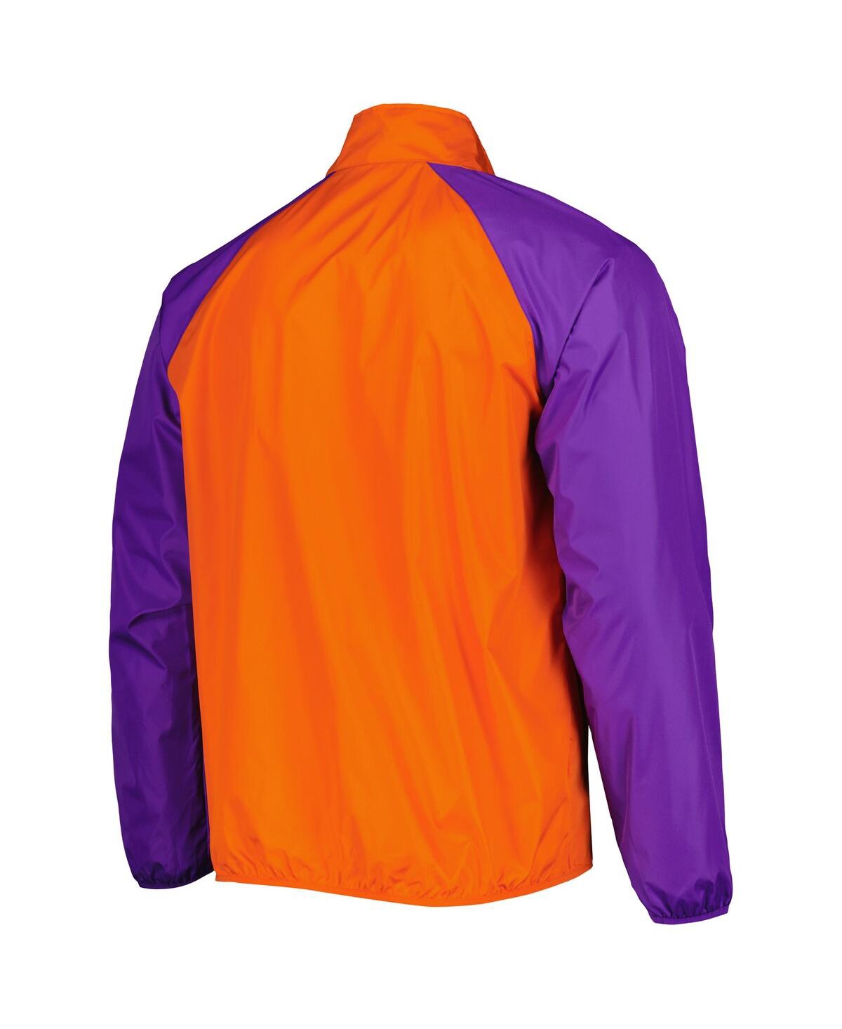 G-iii Sports By Carl Banks Men's Orange Clemson Tigers Point Guard Raglan Half-zip Jacket In Animal Print