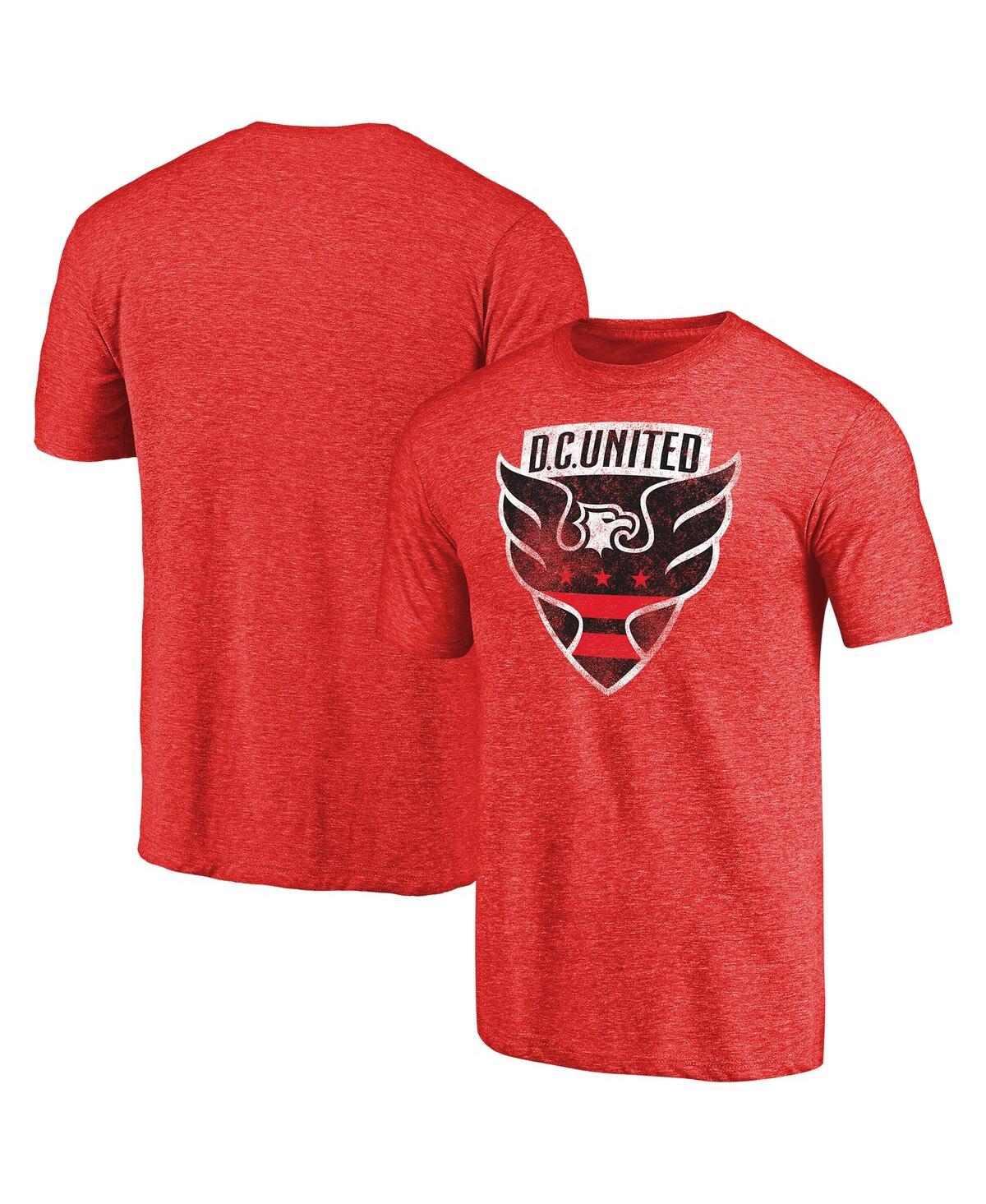 Fanatics Men's Red D.c. United Primary Logo Distressed Tri-blend T-shirt In Red