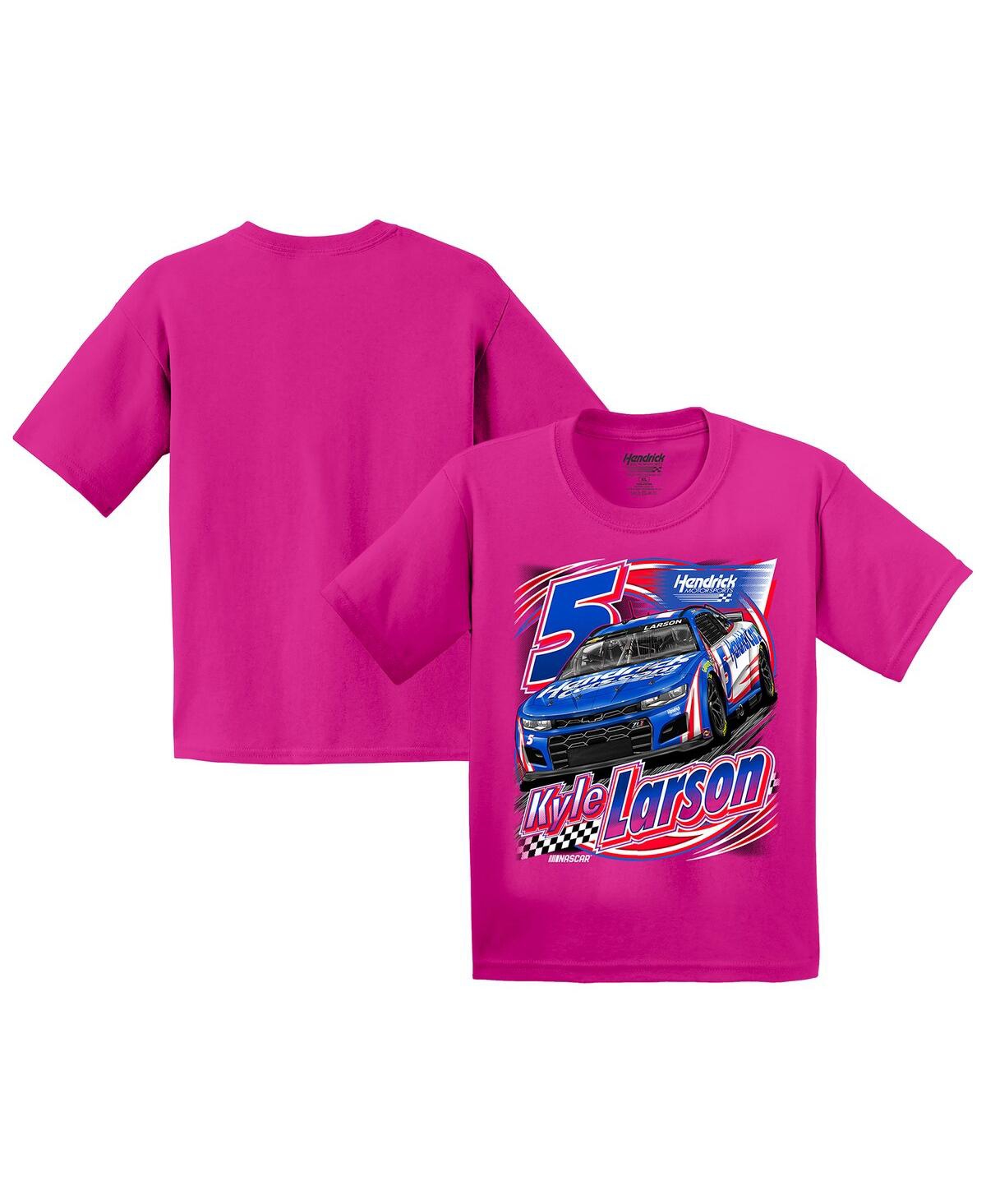 Hendrick Motorsports Team Collection Big Boys And Girls Pink Kyle Larson T-shirt In Pink