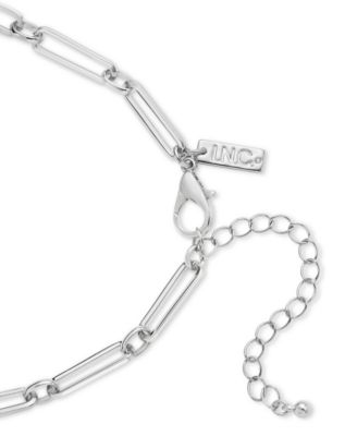 Rhodium-Plated Crystal & Imitation Pearl Curved Bar Statement Necklace, 16-1/2" + 3" extender, Exclusively at Macy's