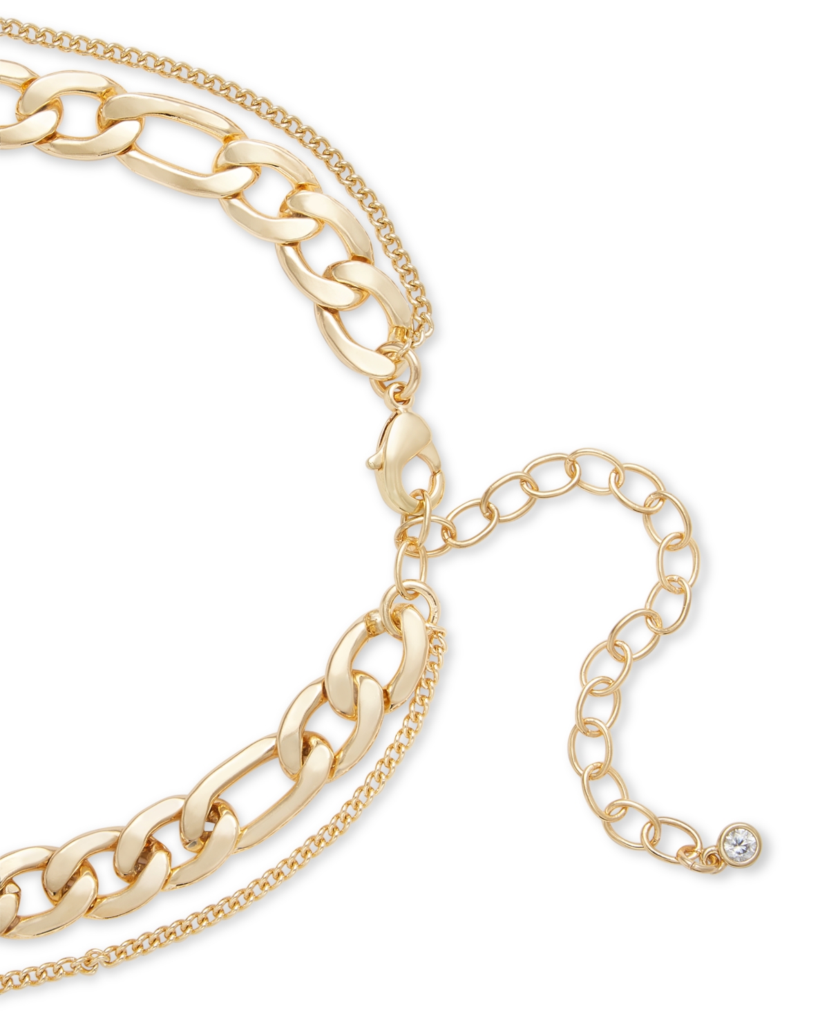ON 34TH GOLD-TONE NUGGET MIXED CHAIN LAYERED PENDANT NECKLACE, 18" + 3" EXTENDER, EXCLUSIVELY AT MACY'S 