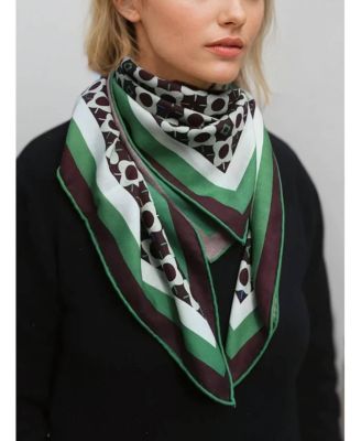 Double Sided Wool Silk Scarf Of Polka Dot Bloom