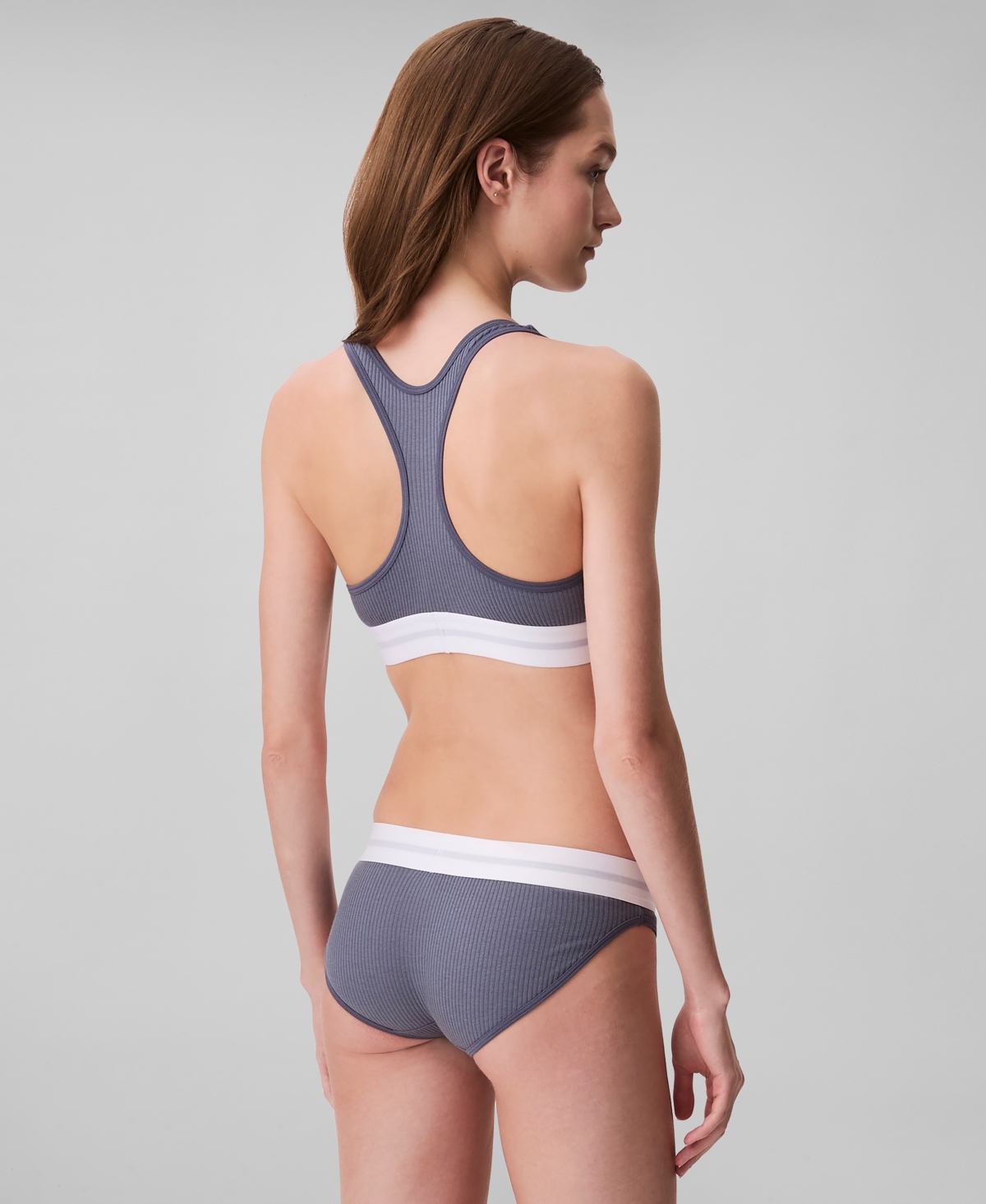 Calvin Klein Modern Ribbed Bra In Grisaille