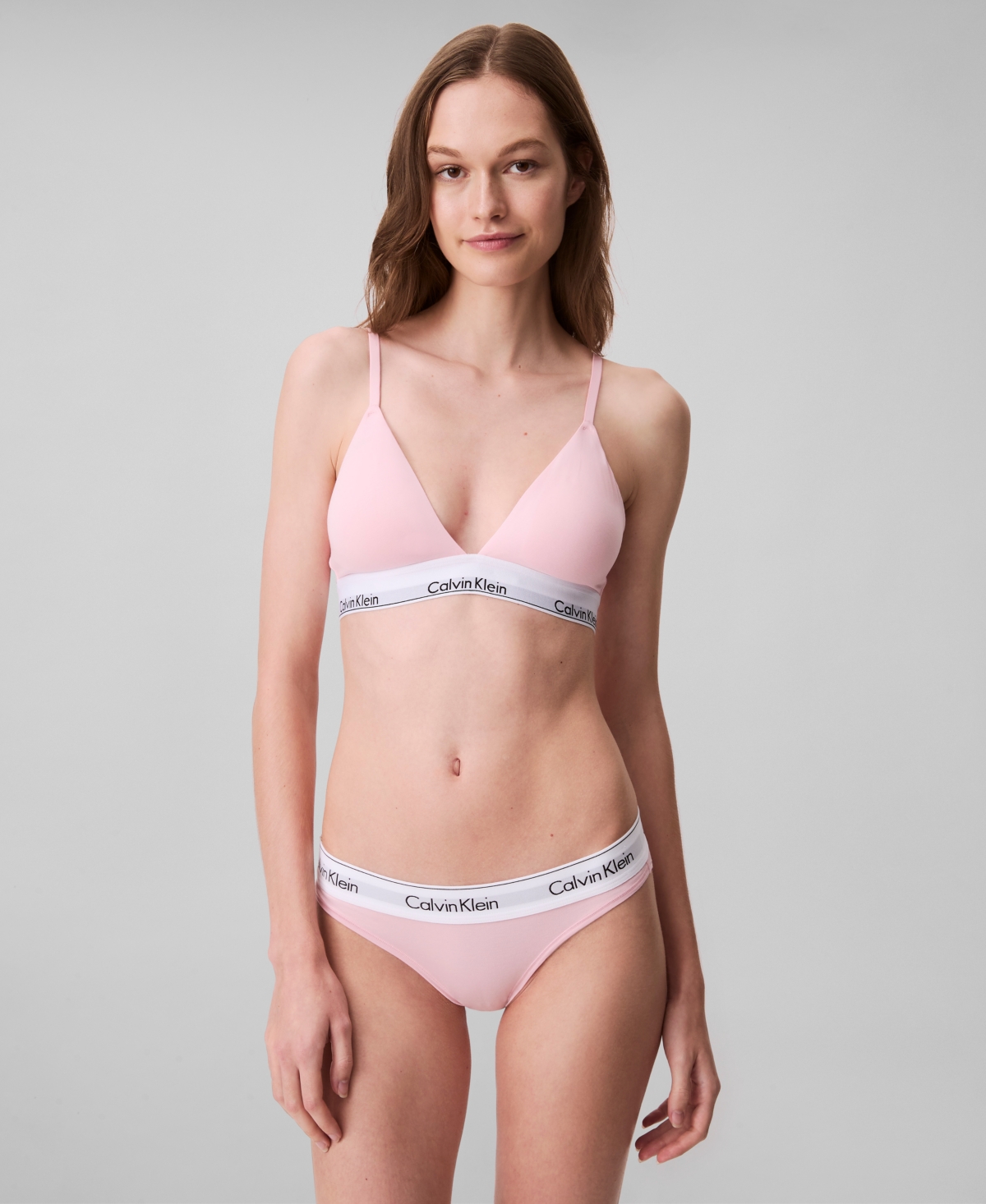 Calvin Klein Women's Modern Cotton Lightly Lined Triangle Bralette Qf5650 In Buff Pink