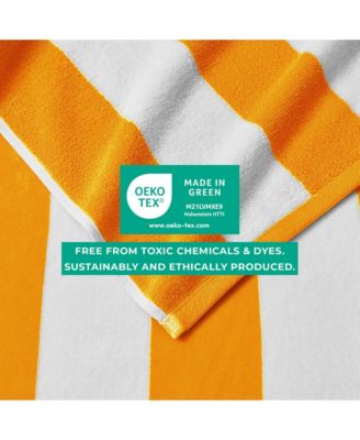 100% Cotton Velour Cabana Stripe Oversized Beach Towel, 4 Pack 35" x 70"