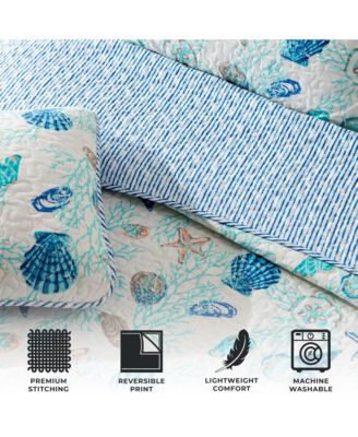 Linery & Co Coastal Microfiber Quilt Set With Shams