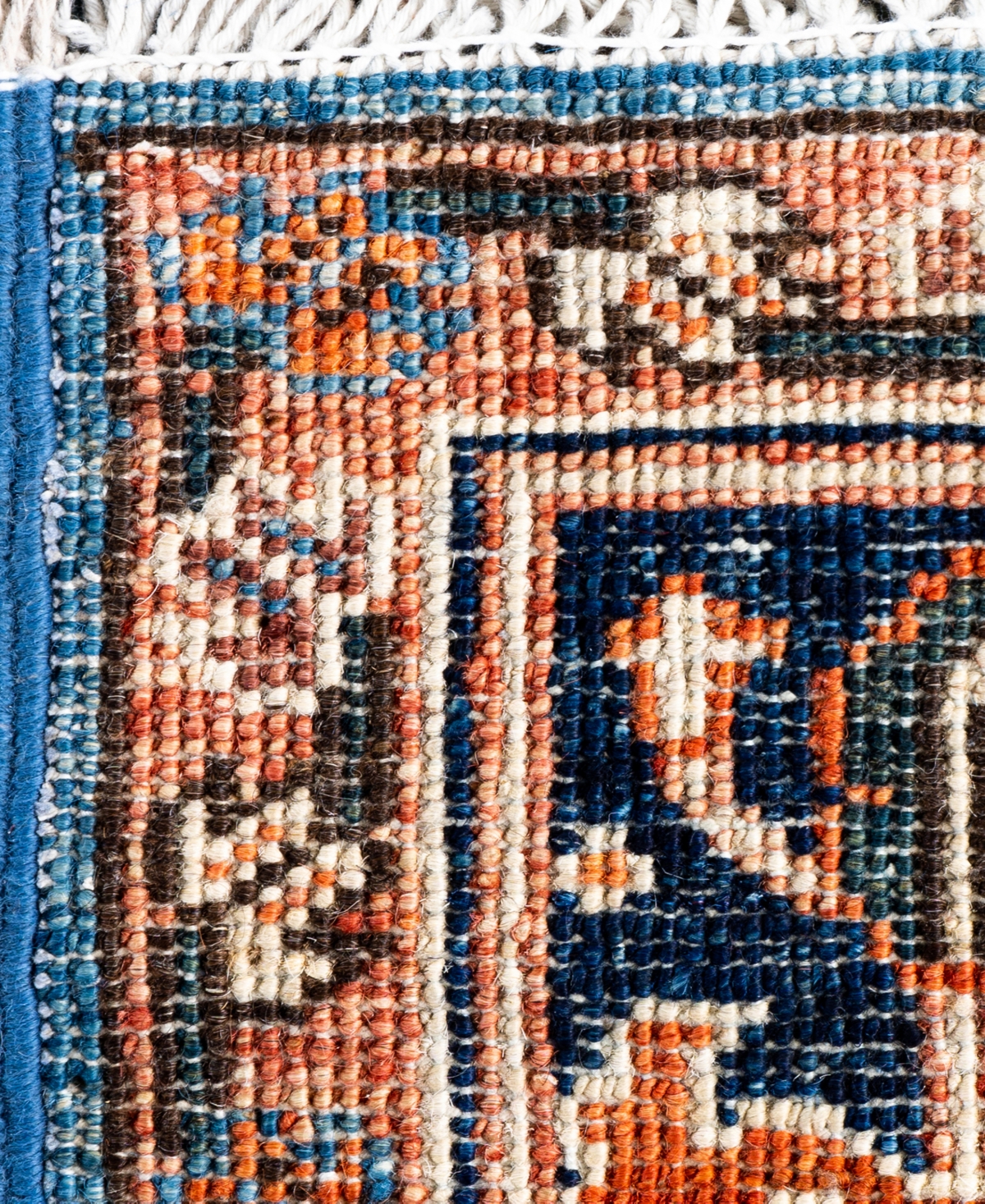 Adorn Hand Woven Rugs Serapi M1945 2'7''x9'5'' Runner Area Rug In Light Blue