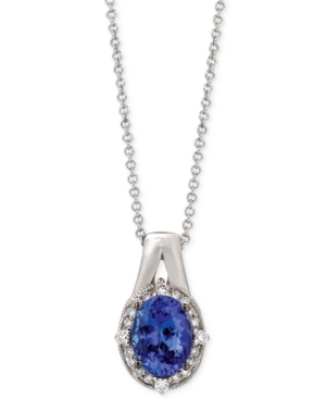 image of Le Vian Tanzanite (1 ct. t.w.) and Diamond (1/10 ct. t.w.) Oval Pendant Necklace in 14k White Gold
