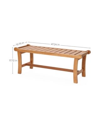 Natural Solid Wood 47.2-Inch Long Rectangle Outdoor Bench