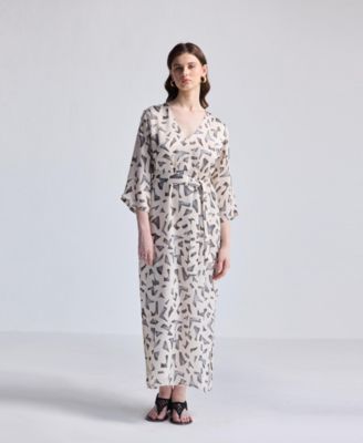 Women's Maxi Dress with Side Slits in Mosaic
