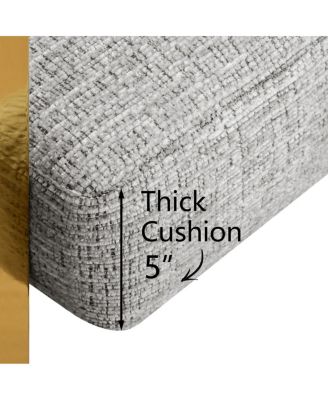 Set of 2 Counter Height Stools, 25" Upholstered Chairs with Gold Metal Legs, Curved Back & Armrests-Maison Boucle