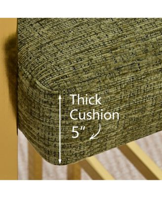 Set of 2 Counter Height Stools, 25" Upholstered Chairs with Gold Metal Legs, Curved Back and Armrests-Maison Boucle