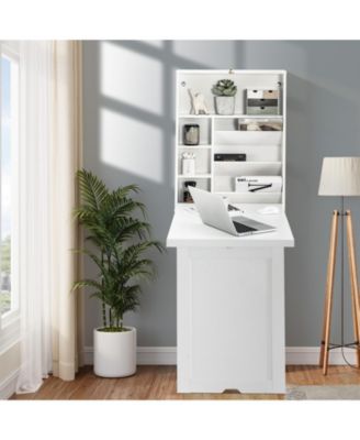 Wall Mounted Fold-Out Convertible Floating Desk Space Saver