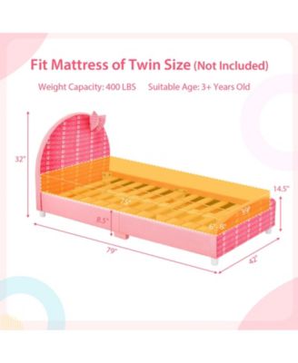 Wood Upholstered Twin Bed Platform with Slat Support