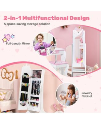 Kids Jewelry Armoire Cabinet with Storage and 2 Tilt Angles