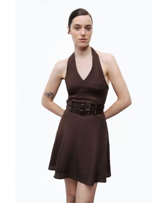 Women's Double Belt Detailed Mini Dress