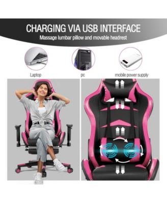 Massage Gaming Chair with Footrest