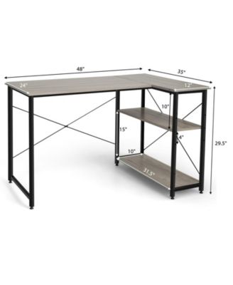 48 Inch Reversible L Shaped Computer Desk with Adjustable Shelf