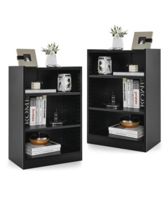 3-Tier Bookcase Open Display Rack Cabinet with Adjustable Shelves