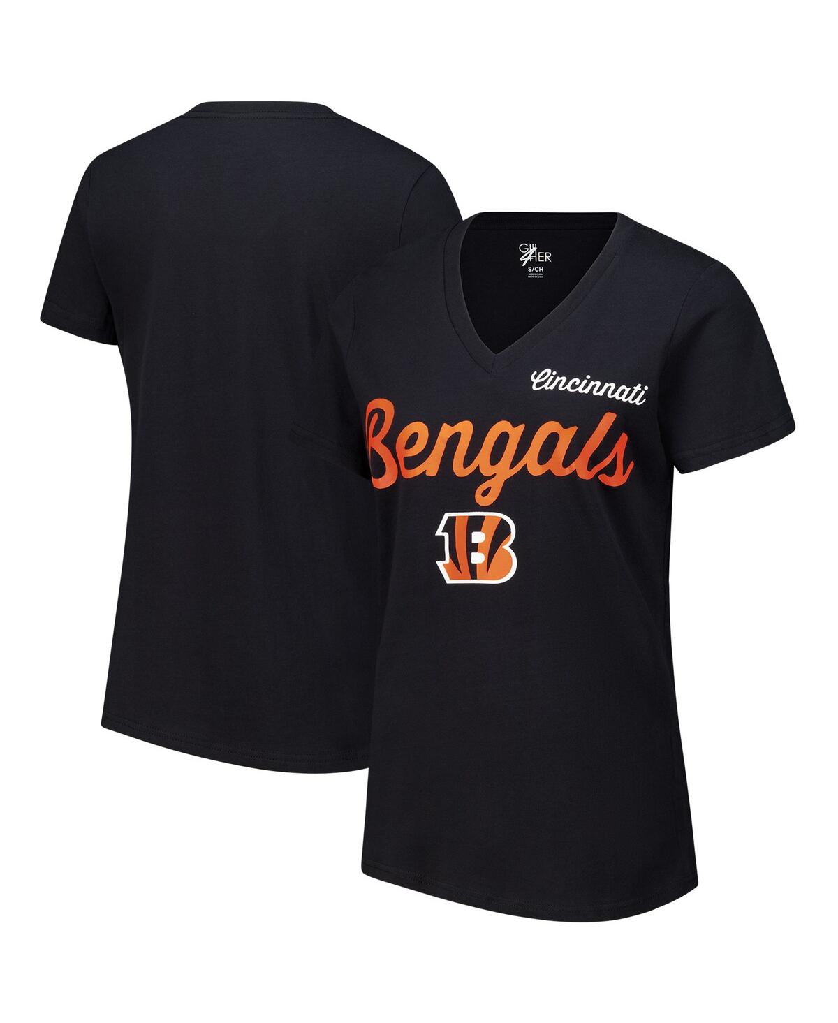 G-iii 4Her by Carl Banks Women's Black Cincinnati Bengals Post Season V-Neck T-Shirt - Black