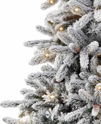 Puleo 7.5FT Pre-lit Flocked Birmingham Fir Artificial Christmas Tree