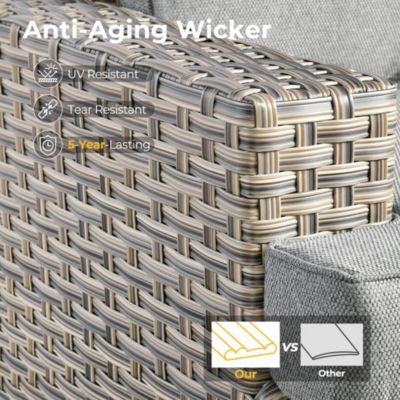 9 Pieces Outdoor Patio Furniture Set,Rattan Sectional Sofa Couch,Outside Coversation Set with Extra Deep Swivel Chairs and Solar Coffee Table for Porch Balcony Backyard Deck Poolside