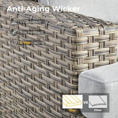 9 Pieces Outdoor Patio Furniture Set,Rattan Sectional Sofa Couch,Outside Coversation Set with Extra Deep Swivel Chairs and Solar Coffee Table for Porch Balcony Backyard Deck Poolside