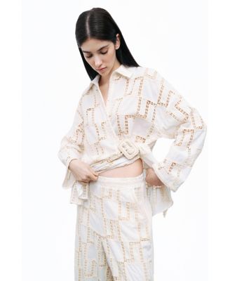 Women's Belted Embroidered Jacket