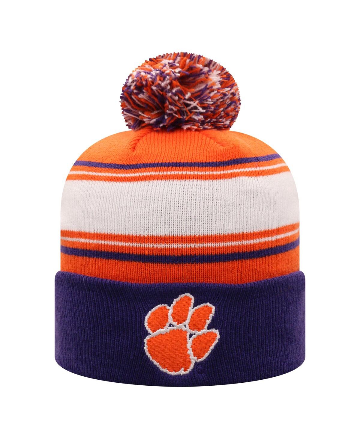 Top Of The World Men's Orange Clemson Tigers Ambient Cuffed With Pom Knit Hat In Orange