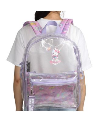 & Friends Character Print 16.5" Clear Glitter Backpack