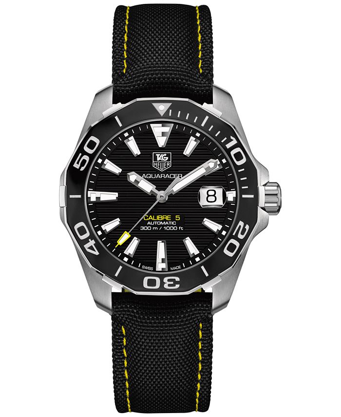 Tag Heuer Aquaracer Caliber 5 Black Dial Black Nylon Strap Watch for Men - WAY208A.FC6381 main image 0