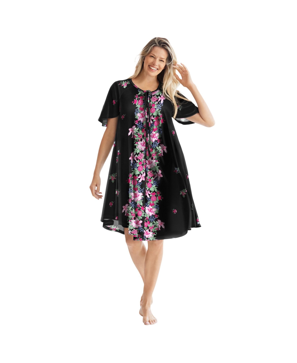 Plus Size Only Necessities Short Sweeping Printed Lounger - Neutral floral animal