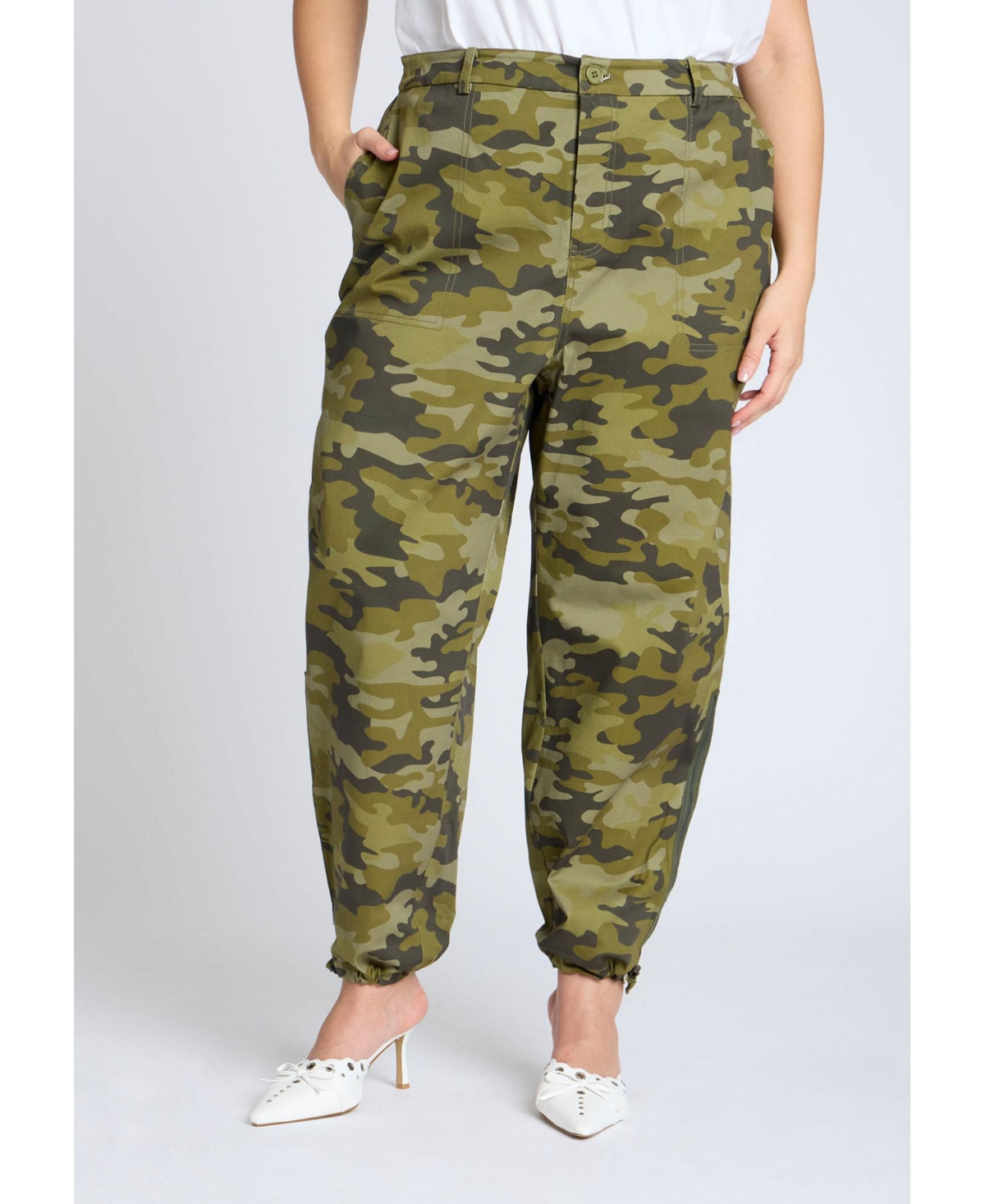 Eloquii Women's Plus Zip Hem Cargo Pant