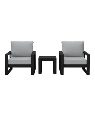 Outdoor Modern 3-Piece HDPE Patio Sofa Set with Side Table