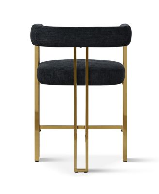 Set of 3 Counter Stools – Chenille Upholstered with Metal Legs