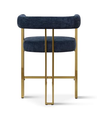 Set of 3 Counter Stools – Chenille Upholstered with Metal Legs