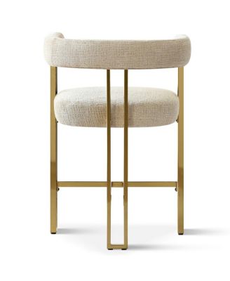 Set of 3 Counter Stools – Chenille Upholstered with Metal Legs