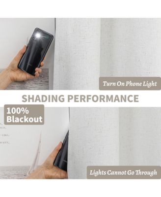 100% Blackout Linen Blend Texture Grommet Curtain Pair(2 Panels)