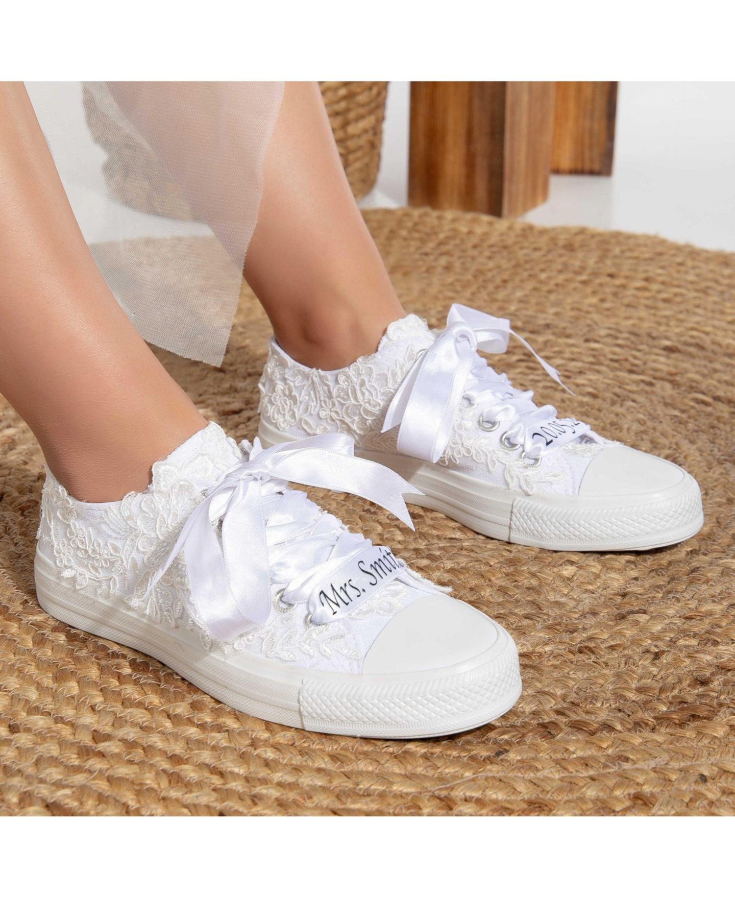 Женские кроссовки Forever & Always Shoes Belle Floral Lace Bridal, цвет: Белый — фото 2