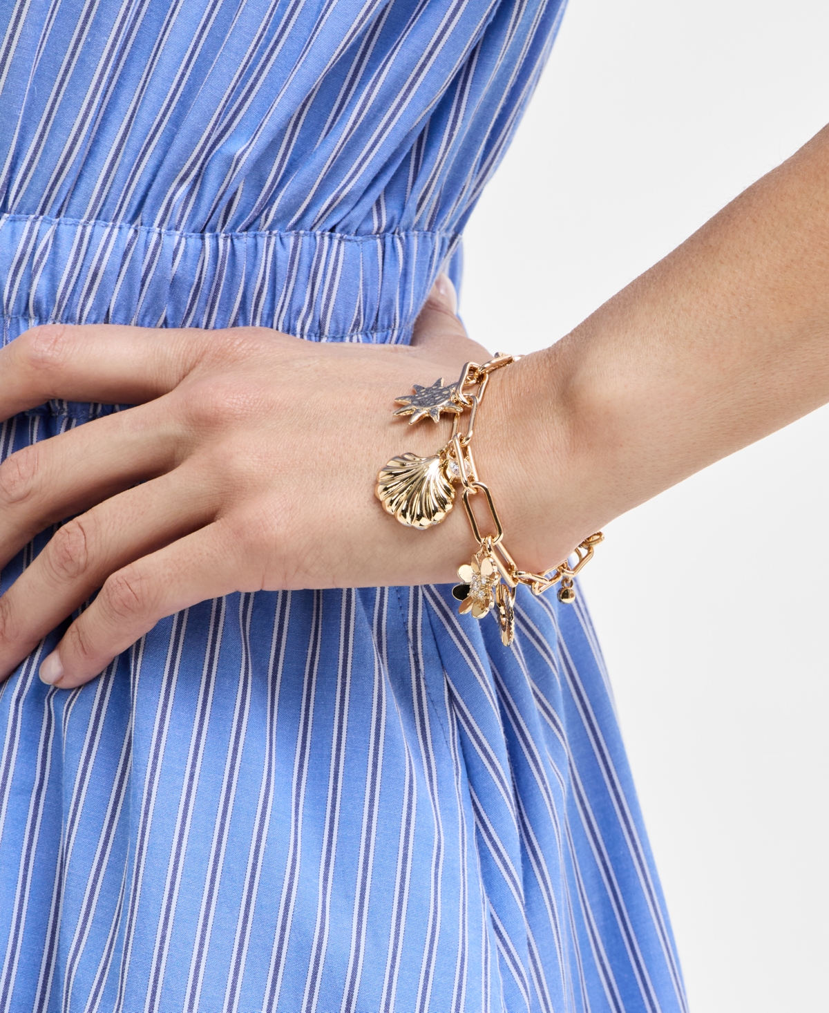 ON 34TH GOLD-TONE CRYSTAL CHARM FLEX BRACELET, EXCLUSIVELY AT MACY'S 