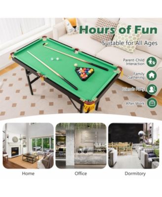 47 Inch Folding Billiard Table with Cues and Brush Chalk