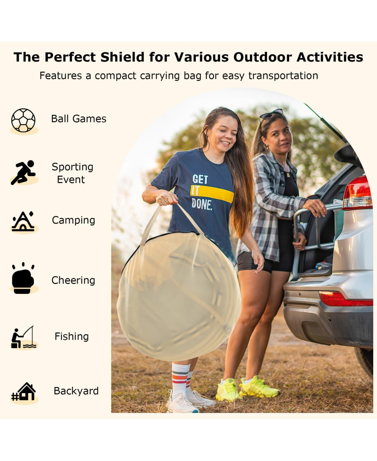 Instant Pop up Sports Tent with Carrying Bag and Floor Mat for 1-2/5-6 People