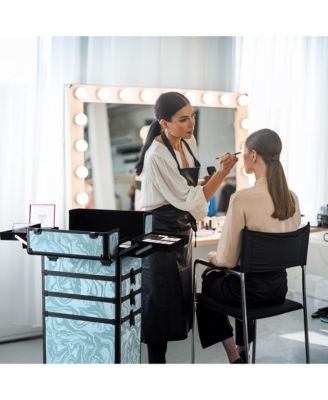 Folding Manicure Nail Table 4in1 Rolling Makeup Train Case CB Dusk