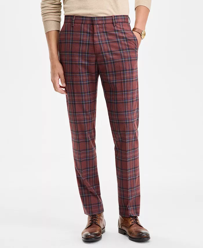 Men's Tartan Modern-Fit Dress Pants