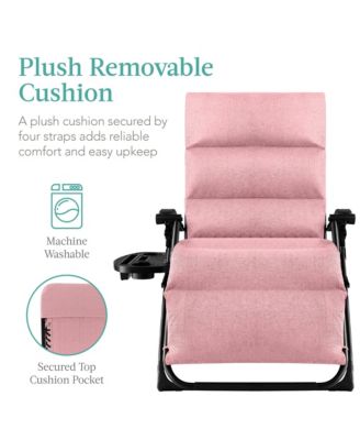 Oversized Zero Gravity Chair, Folding Recliner w/ Removable Cushion, Side Tray
