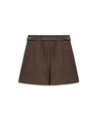Women's Belted Linen Mini Shorts