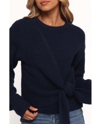 Women's Ettie Wrap Side Tie Knit Sweater - Burgundy