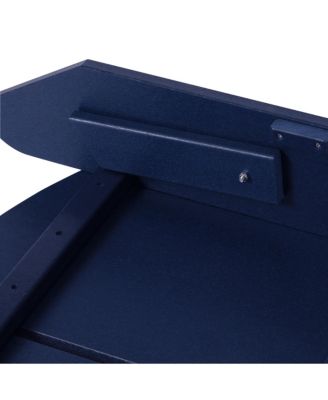 Outdoor 4-Piece HDPE Modern Adirondack Chairs Set with Folding Patio Ottomans and Cup Holder